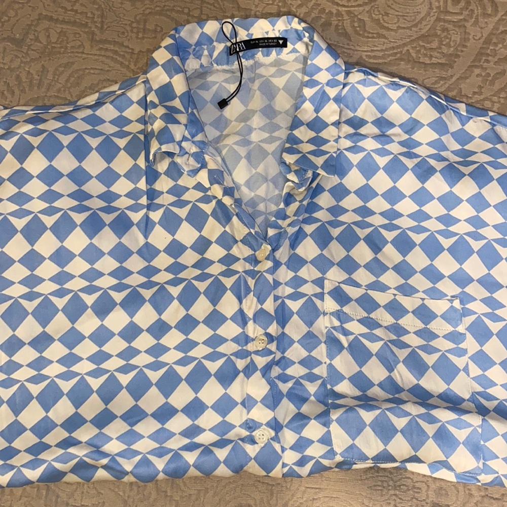 Printed Short Sleeve Button Down (Zara)!